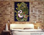 Tamatina Multicolor Tanjore Peacock Thanjavur Canvas Painting - 12X9 Inch