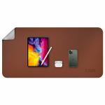 Tizum Extended Mouse Pad Blotter Vegan PU Leather | (35 x 17.7 Inch), Reversible - Tan & Silver