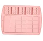 Baker's Cutlery Pink Silicone 2 In 1 Chocolate Bar Candy Mould Food-Grade Mini And Big 6 Cavity Moulding Tray