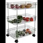 DEVRSHREE Kitchen Spice Rack| Modular Kitchen Storage Rack | Kitchen Organizer Multipurpose Storage Shelf/Rack (3 LAYER STEEL FOLDING TROLLEY)