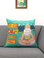 Athom Trendz Living Green Keep Calm Se Calm Printed Polyester Cushion Cover 40x40 cm (ATZ-10-3-B10)