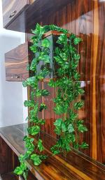 Bs Amor Green Artificial Wall Hanging Garland Money Plant Leaf Bail Creeper 6.5 Ft (6 Strings)