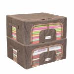 BlushBees Living Box - 600D Oxford Fabric Closet Organizer Cloth Storage Boxes For Wardrobe - 44 Litre, Pack of 2, English Brown, Rectangular