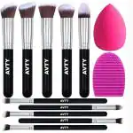 AVTY Premium Makeup Brushes Set of 10 + 1 Makeup Sponges + Brush Cleaner (Pack of 12)