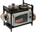 Steelmanic Black Iron and Wood Microwave Oven Rack