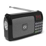 Amkette Black Pocket FM Portable Speaker With USB SD Card Clock And Powerful Torch
