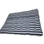 NEXTGO Cotton Mattress Tufted Soft Rui Gadda Foldable Gadi Tri Fold for Floor & Bed Color Blue - W hite Striped (King Double Bed 72 x 72 x 3''Inch)