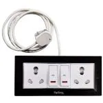 Palfrey Electric Extension Board - Two 16A indicator switch with Socket |2 meter (2200W) (Black)