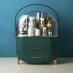 ALOXE Cute Makeup Box Cosmetic Storage Organizer Stationary Box Vanity Box For Women (Green)