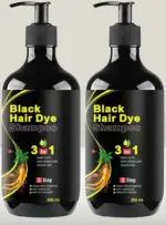 Vivaglo Herbal 3 in 1 Hair Dye Instant Black Hair Shampoo for Women & Men|Organic Shampoo Herbal 3 in 1 Hair Dye Instant Black Hair Shampoo for Women & Men 100% Coverage Shampoo 600ml (Pack Of 2)