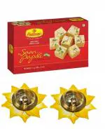 Haldiram's Nagpur Soan Papdi (Elaichi Flavour)1 kg (500*2) with 2  Small  Diya