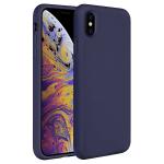 LIRAMARK Liquid Silicone Soft Back Cover Case for Apple iPhone X/XS (Midnight Blue)