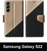 Sbms Samsung Galaxy S22 5G Black Artificial Leather Shock Proof Flip Cover