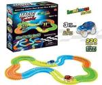 KITI KITS Magic Tracks Toy for Kids 3+ Age - Amazing Racetrack - Bends, Flexible and Glows - 3D LED Lights - 220 pcs (Multicolor)