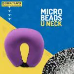 ORKA Travel Micro Beads Solid U Neck Pillow  (Purple Black)