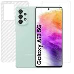 Hobbytronics Samsung A73 5G Transparent Scratch Resistant, Anti Fingerprint with Bubble Proof, Tempered Glass and Back Screen Protector (18 x 10 x 1.5 cm) pack of 2