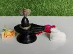 SHIVAM VASTU KALA SHIVLING ART Narmadeshwar Shivling 2 Inch Original/Natural Narmada Stone Shiva Lingam with 4 Inch Jaldhari , Naag Nandi, for Temple Puja ( Black )