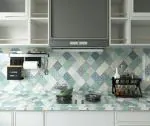 JAAMSO ROYALS Light Green and Light blue colour Tiles designVinyl Oil Proof Rust Proof Kitchen Wallpaper (500 CM X 60 CM )