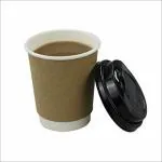 Biodis Kraft Paper Cup 360 ml with Black LID 50 Pieces (360 ML 50 Cups)