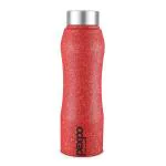 PEXPO Bistro ISI Certified Stainless Steel Fridge/Sports Water Bottle 1 Litre, Red | Single Walled | Easy Grip | Leakproof Water Bottle for Home, Office, Gym, School, Yoga, Hike, Men,Women&Kids