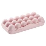 Prayas 18 Grid Pink Plastic Rectangular Shape Egg Box with Lid 30 cm