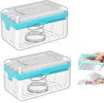 ShopiMoz Pack of 2 Portable Soap Bar Box Dispenser with Rubber Roller Multifunctional Soap Dish Laundry Rolling Soap Box Foaming Soap Saver with Drain Holes and Spring Travel Soap Holder
