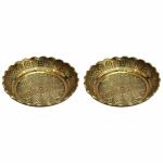 Klassic Gold round 5 inch,Brass Pooja Thali (pack of 2)