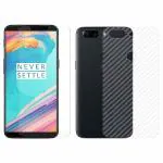 Kite Digital OnePlus 5T Back Screen Protective Film Carbon Fiber Skin Transparent Screen Guard Sticker & Premium Tempered Glass Screen Protector
