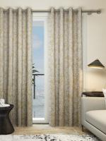 Athom Living Dream Collection Beige Leaf Pattern Colorful Door Drapes 1.15m x 2.14m - Set of 2, Enhance Your Space with Vibrant Coverings, Perfect for Home Decor and Privacy