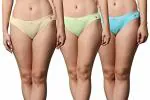 FF Essentials Women's Cotton Bikini Brief Underwear No Show Panties, Soft Stretch Bikini Panties, Pack of 3, Small