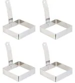 Dynore Stainless Steel Set of 4 Square Egg Ring with Handle