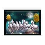 Dharvika Innovations Design 12 Synthetic Seven Horses Vastu Painting With Frame, 14 X 20 Inch