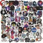 PIXELARTZ Space Galaxy Universe Astronaut Rocket Theme Doodle DIY Stickers for Laptop, Skateboard, Luggage, Snowboard, Refrigerator, Toys, Car, Bikes, Phones, Guitar (Set of 40 Stickers) Multicolor