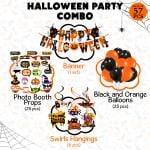Zyozique Halloween Party Decorations Combo - Banner, Photo Booth Props, Balloons And Swirls (Pack Of 57)