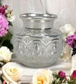 Sigaram German Silver 5 Inch Ashtalakshmi Kalash or Chambu For Home Pooja Decor K2559 Silver Plated