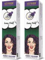 Streax Professional Hold & Play Funky Colour Hair Color 100g - Crazy Violetx Pack of 2