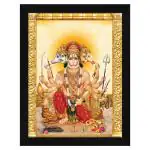 ArtX Multicolor Lord Panchmukhi Hanuman Photo With Frame Wall Art Painting 10 X 13 Inch