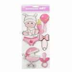 SATYAM KRAFT 1Packet 3D Self Adhesive Stickers for Decoration, Crafting, Projects, Scrapbook Making, chabb Decorating and DIY for Girls and Boys (Design 1) (Pink, Random)