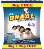 DHAAL Detergent Powder (3KG+ 3KG FREE), Washing Powder with 4 Ki Maha Shakti - Bucket & Machine Wash