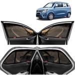 Kingsway Car Magnetic Sun Shades Curtains for Maruti Suzuki Wagon R, Model Year : 2019 Onwards, Zips in Front Window with Rear Windshield, Color : Black, Cotton Mesh, Complete Set of 5 Piece