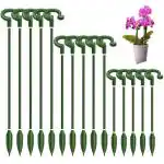 Hasthip Green Plastic Plant Stakes Wire Stake Flower Support Rings Sticks For Phalaenopsis Orchid (Set Of 15)