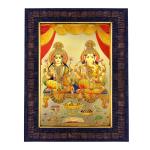 Hawai Gold Plated Laxmi Ganesh Photo Frame for Worship Use SFDI160BLKFRM