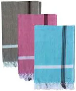 ASH Traders 300 GSM Multocolor Handloom Solid Bath Towels for Men and Women Cotton, 90 x 180 cm (pack of 3)