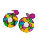 Reverie Handmade Jewelry Resin Handcrafted Abstract Round Earring Set for Women and Girls - Multicolor