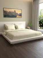 MarkHome Ivory Cotton Satin Fabric 400 TC Naturelle King Bed Ensemble 274 cm x 274 cm (Set of 6)