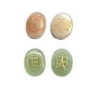 Astroghar White Zibu Prosperity And Love Power Angel Symbol Engraved Aventurine And Quartz Crystal Cabochons For Reiki Healing (2 Pcs)