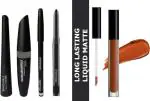 BINGEABLE...ENJOY THE DIFFERENCE Waterproof Kajal Eyeliner Mascara And Black Sh Coffe Liquid Lipstick (Set Of 3)
