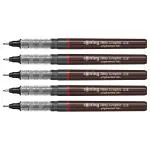 Rotring 0.8mm Line Thickness Tikky Graphic Fineliner Black Pigment Liner with Lightfast And Water Resistant Ink For Long Life Drawings, Sketching, Non-Refillable, 5 Pens of 0.8 mm Each