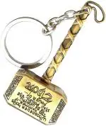 Blue Aura One Point Collections Gold Metal Keyring Keychain Thor Hammer Brass With Wording Key Chain