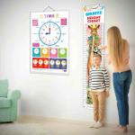 GOWOO TIME CHART and GIRAFFE HEIGHT CHART | Set of 2 charts 1 Educational + 1 Height Chart | A Fun-Filled Combo for Kids Learning and Growth